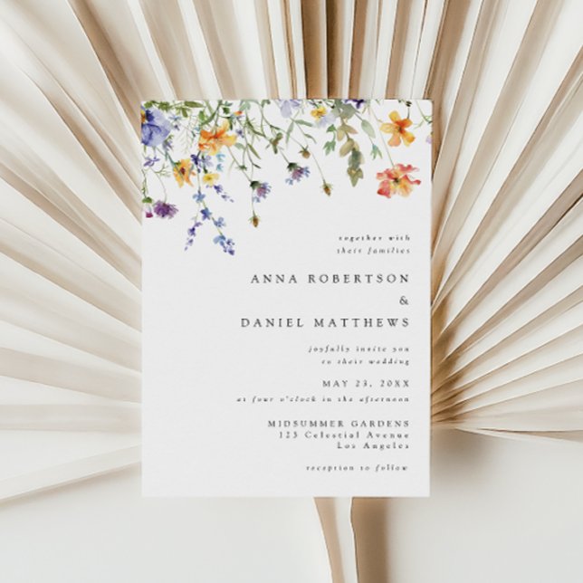 Minimal Watercolor Wildflower Wedding Invitation Einladung (Von Creator hochgeladen)