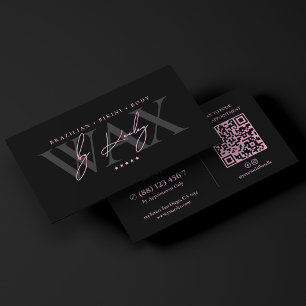 Minimal Wax Studio Rosa Schwarze Waxing-Spezialist Visitenkarte