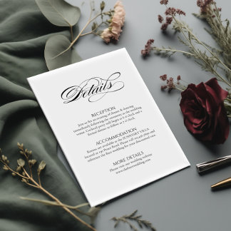 Minimal Wedding Details Abschlusskarte elegant Begleitkarte
