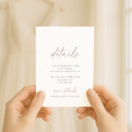 Minimal Wedding Details Card with Soft Calligraphy Einladung