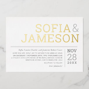 MINIMAL WEDDING einfach, modern, weich blassgrau Folieneinladung
