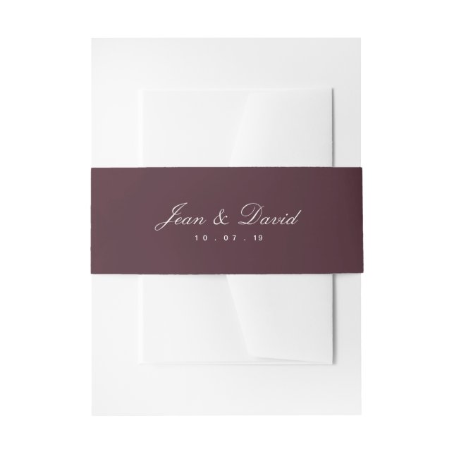 Minimal Wedding Einladung Bauchband - Burgund Einladungsbanderole (Vorderseite Beispiel)