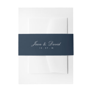 Minimal Wedding Einladung Bauchband - Marine Einladungsbanderole