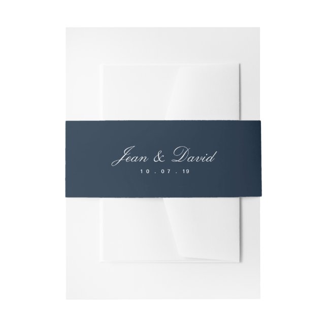 Minimal Wedding Einladung Bauchband - Marine Einladungsbanderole (Vorderseite Beispiel)