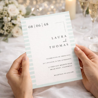 Minimal Wedding Invitation Card with Stripe Border Einladung