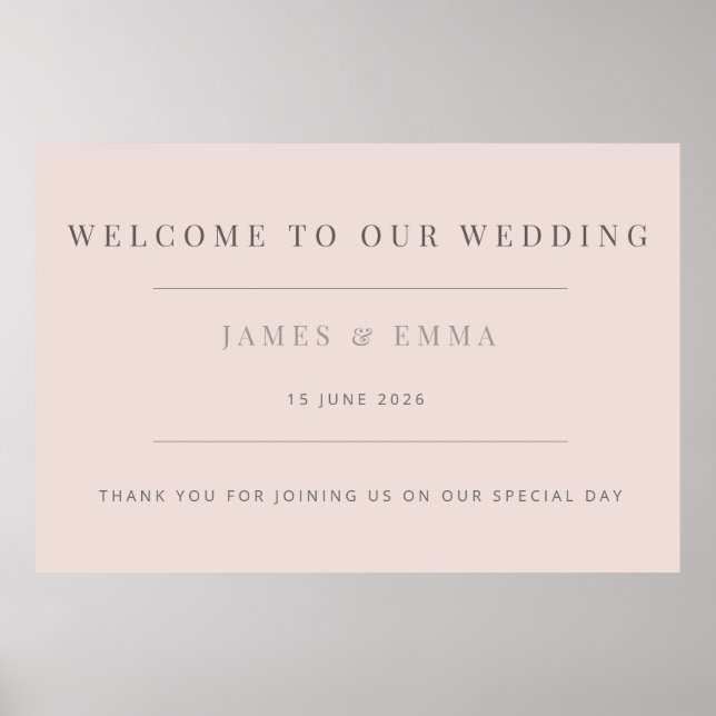 Minimal Wedding Warm Blush Poster (Vorne)