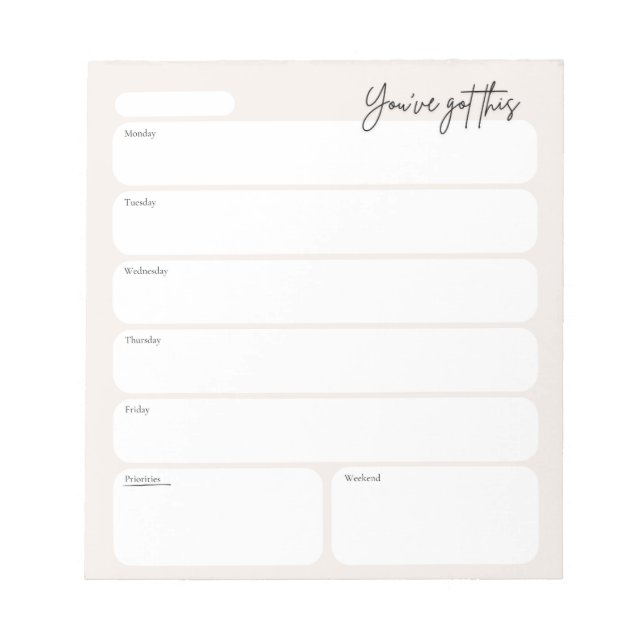 Minimal Weekly Planner Notepad Notizblock (Vorderseite)