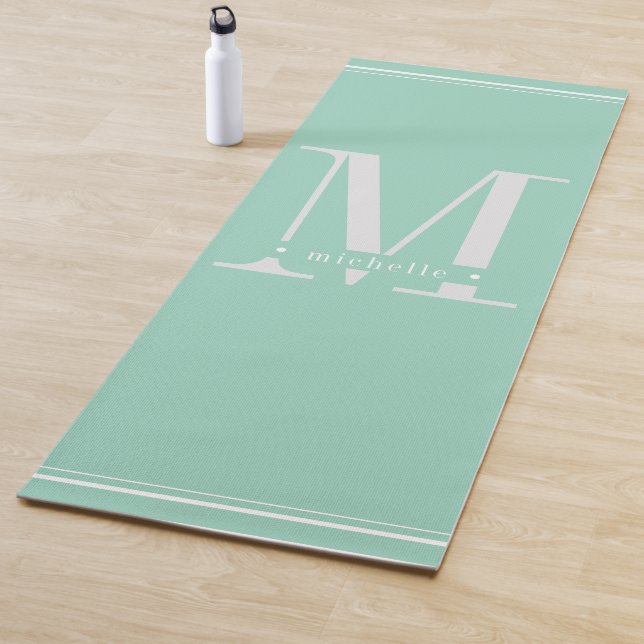 Minimal weiche Aqua & White Monogram Yogamatte (Beispiel)