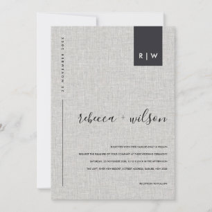 MINIMAL WEICHE MODERNE GRAUEN-LINEN-TYPOGRAPHIE-WE EINLADUNG