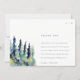 Minimal weiche Pine Tree Landschaft Hochzeit Dankeskarte