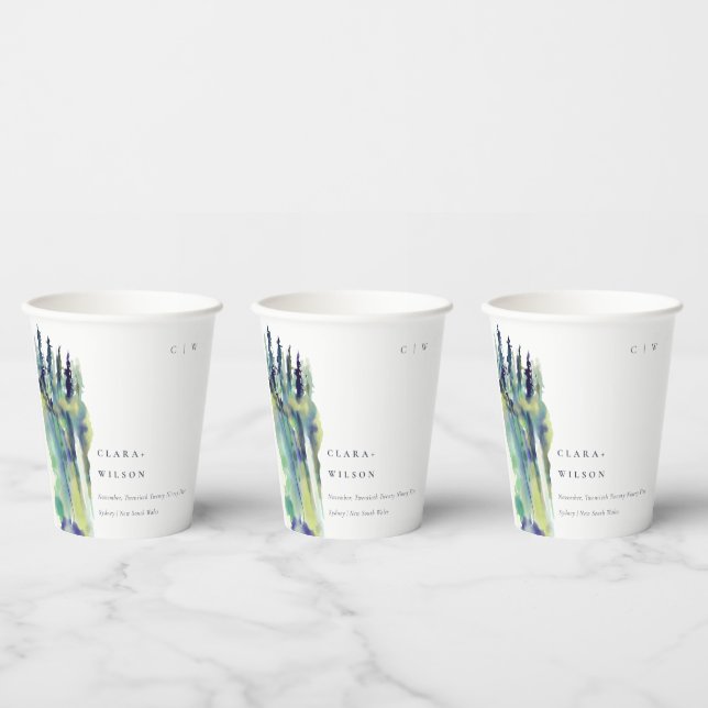 Minimal weiche Pine Tree Landschaft Hochzeit Pappbecher (Multi)