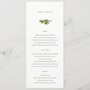 Minimal weiche Schwarz-Weiß-Kiefer-Branch Hochzeit Menükarte