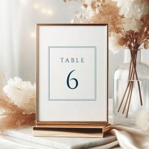 Minimal Weiß und Blau Bar Mitzvah Tischnummern
