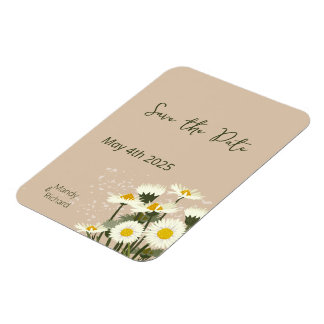 Minimal weiße Daisy Blume auf Beige Hintergrund Magnet