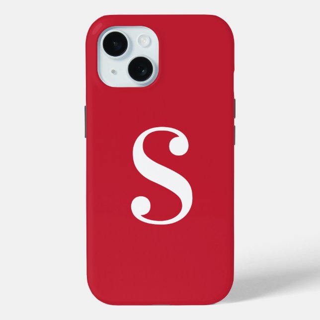 Minimal weiße Monogramm auf Rot Case-Mate iPhone Hülle (Rückseite)