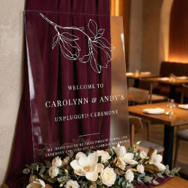 Minimal Welcome Unplugged Wedding Ceremony Clear Acrylschild