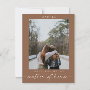 Minimal Werden Sie meine Matron der Ehre Foto Chic Postkarte