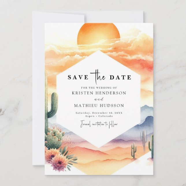 Minimal Whimsical Cactus Wedding Save The Date (Vorderseite)