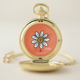 Minimal Whimsical Niedlich Daisy HandGezeichnet Taschenuhr