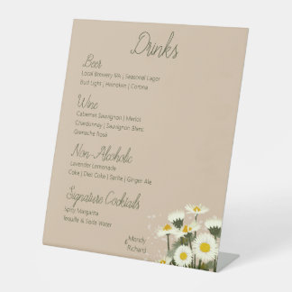 Minimal White Daisy Blume Drink Menu Sockelschild