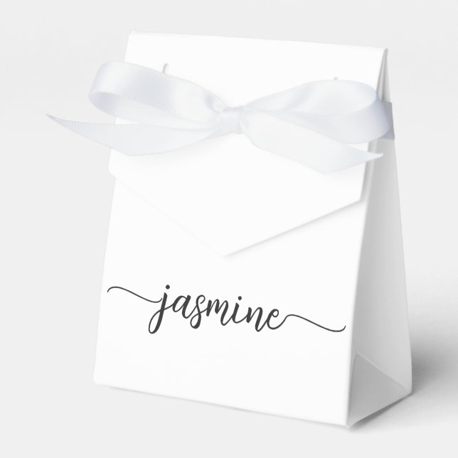 Minimal White Girly Monogram Name Script Geschenkschachtel (Vorderseite)