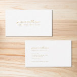 Minimal White Gold Script Visitenkarte<br><div class="desc">Berufliche schwarz-weiße Visitenkarte mit minimaler Schriftzypografie und einfachem Design.</div>