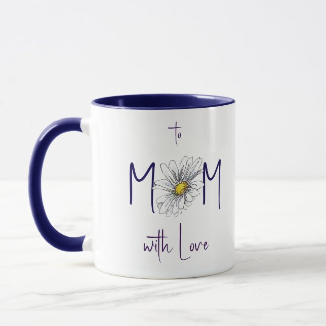 Minimal White Navy Watercolor Daisy Mother's Day  Tasse (Links)
