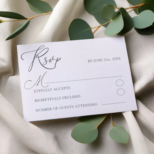 Minimal White RSVP Typography Wedding Karte (Von Creator hochgeladen)