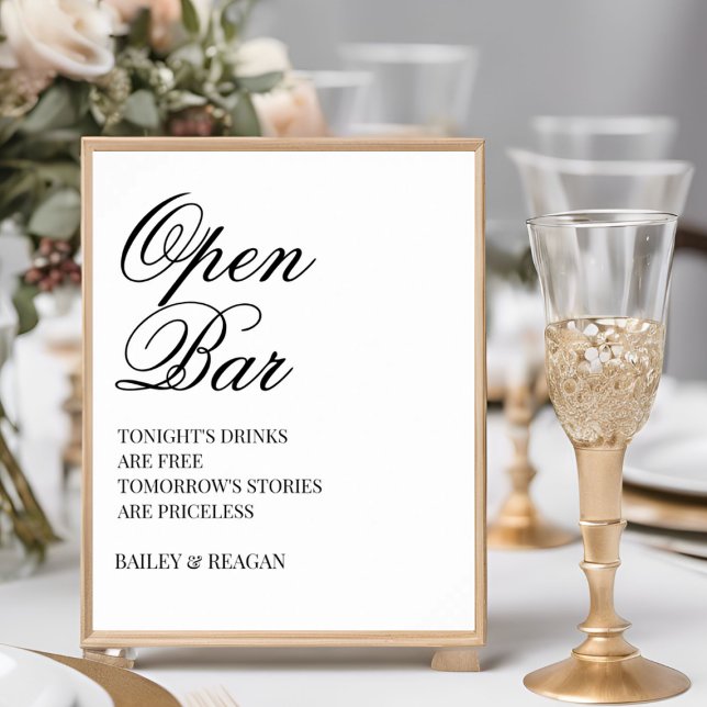 Minimal White Wedding Open Bar Poster (Von Creator hochgeladen)