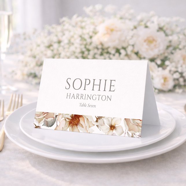 Minimal White Wedding Place Card  (Von Creator hochgeladen)