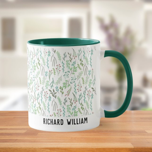 Minimal Wild Blume Eleganter Weihnachtskaffee Tasse (Von Creator hochgeladen)