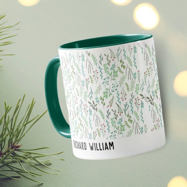 Minimal Wild Blume Eleganter Weihnachtskaffee Tasse (Von Creator hochgeladen)