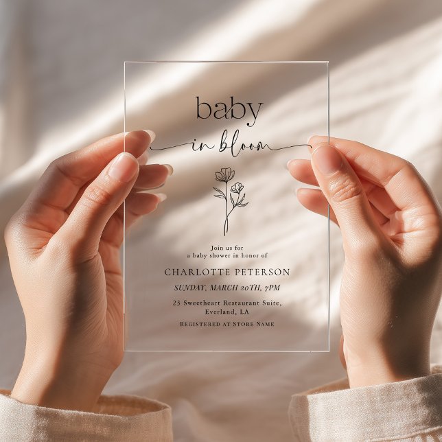 Minimal Wildflower Baby Shower Invitation Acryleinladungen (Von Creator hochgeladen)