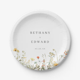 Minimal Wildflower Wedding Pappteller