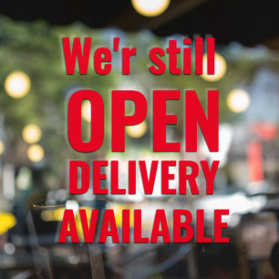 Minimal Wir haben noch geöffnet Rot Fensteraufkleber