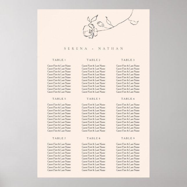 Minimal zarte Blumenzwiebelkarte Poster (Vorne)