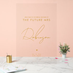 Minimal ZUKUNFT MRS. Brautparty Willkommen Gold Acrylschild