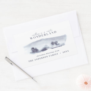 Minimalblauer Weihnachtsfeiertag Rechteckiger Aufkleber