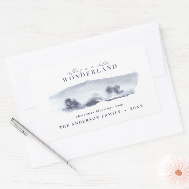 Minimalblauer Weihnachtsfeiertag Rechteckiger Aufkleber (Umschlag)