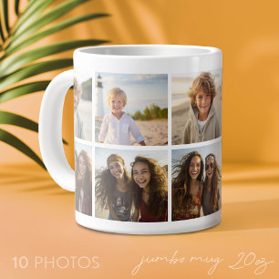 Minimale 10-Foto-Collage - Einfaches weißes Raster Jumbo-Tasse