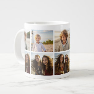 Minimale 10-Foto-Collage - Einfaches weißes Raster Jumbo-Tasse