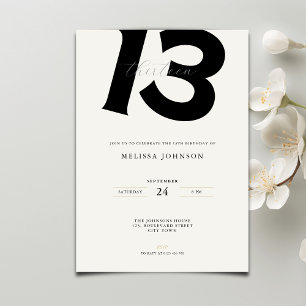 Minimale 13. Geburtstagseinladung: Fette Typografi Einladung