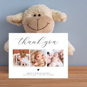 Minimale 3-Foto-Collage Elegante Babyparty Postkarte