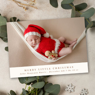 Minimale 3-Foto-Weihnachts-Geburtsanzeige Feiertagskarte