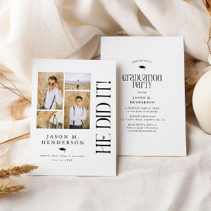 Minimale Absolventen der FotoCollage Einladung