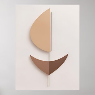 Minimale abstrakte braune Boho zeitgenössische AI- Poster