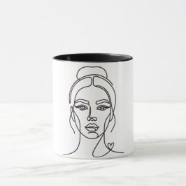 Minimale abstrakte Frauen-Gesichtslinienkunst-Tass Tasse