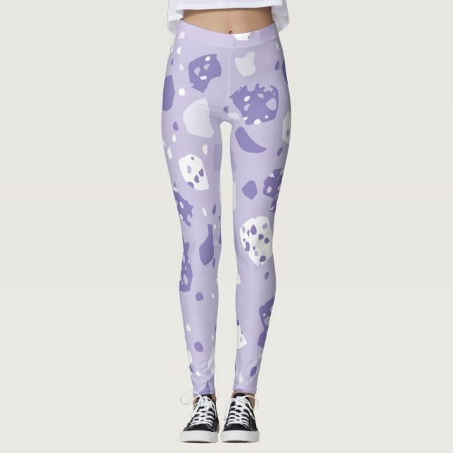Minimale abstrakte violette Muster Leggings (Vorderseite)