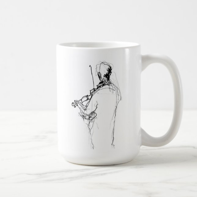 Minimale Abstrakte Violin Player Sketch Kaffeetasse (Rechts)