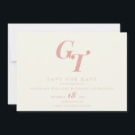 Minimale Anfangswerte | Moderne Pfirsichkorallenho Save The Date<br><div class="desc">Feiern Sie Ihre Hochzeit mit diesem minimalistischen, modernen Hochzeitsgeschenk speichern Sie das Datumsdesign in Korallenpfirsichtönen und Elfenbeintönen, mit Ihren personalisierten Initialen in einem typografischen Design. Die gesamte Sammlung finden Sie unter "Minimal Initials".</div>